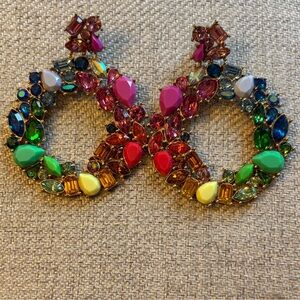 J Crew Colorful wreath Statement Earrings